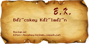 Böcskey Kálmán névjegykártya