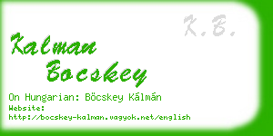 kalman bocskey business card